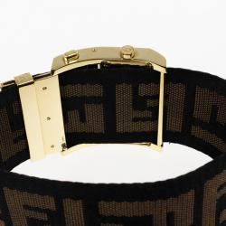 Pre Owned Fendi Black Zip Code Gold Plated Steel Womens Wristwatch 30 MM
