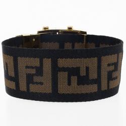 Pre Owned Fendi Black Zip Code Gold Plated Steel Womens Wristwatch 30 MM