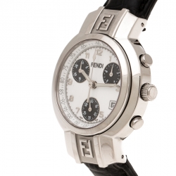 Pre Owned Fendi White Stainless Steel 4500L Chronograph Women's Wristwatch 32 mm