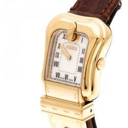 Pre Owned Fendi White Mother of Pearl Gold Plated Stainless Steel B.Fendi 3800L Women's Wristwatch 23 mm