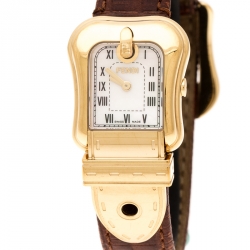 Pre Owned Fendi White Mother of Pearl Gold Plated Stainless Steel B.Fendi 3800L Women's Wristwatch 23 mm