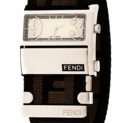 Pre Owned Fendi White Stainless Steel Diamond Zip Code 1120L Women's Wristwatch 38 mm