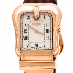 Fendi White Mother of Pearl Rose Gold Plated Stainless Steel B.Fendi 3800G Women's Wristwatch 33 mm