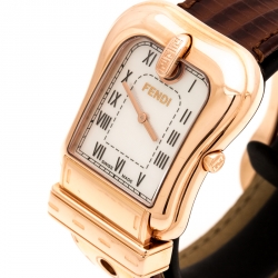Fendi White Mother of Pearl Rose Gold Plated Stainless Steel B.Fendi 3800G Women's Wristwatch 33 mm