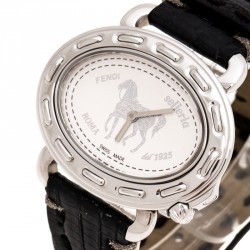 Pre Owned Fendi Silver White Stainless Steel Selleria 8300M Women's Wristwatch 40 mm