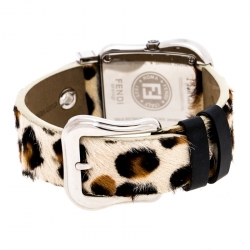 Pre Owned Fendi Leopard Print Stainless Steel B.Fendi 3800G Women's Wristwatch 33 mm