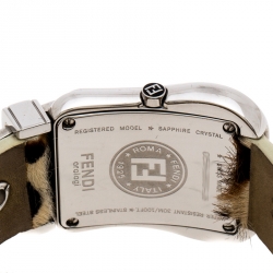 Pre Owned Fendi Leopard Print Stainless Steel B.Fendi 3800G Women's Wristwatch 33 mm