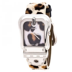 Pre Owned Fendi Leopard Print Stainless Steel B.Fendi 3800G Women's Wristwatch 33 mm
