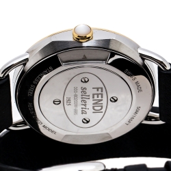 Fendi Mother of Pearl Two-Tone Stainless Steel Studded Leather Selleria 80200M Women's Wristwatch 36 mm
