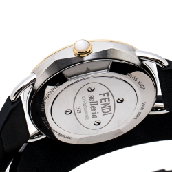 Fendi Mother of Pearl Two-Tone Stainless Steel Studded Leather Selleria 80200M Women's Wristwatch 36 mm