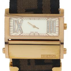 Pre Owned Fendi Diamonds and Gold Fittings Zip Code Womens Wristwatch 40 MM
