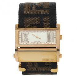 Pre Owned Fendi Diamonds and Gold Fittings Zip Code Womens Wristwatch 40 MM