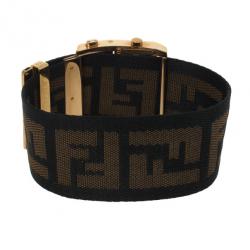 Pre Owned Fendi Diamonds and Gold Fittings Zip Code Womens Wristwatch 40 MM
