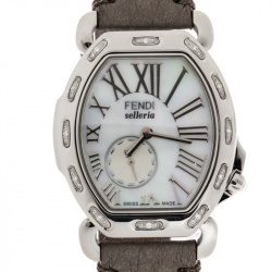 Pre Owned Fendi MOP Stainless Steel Diamond Selleria 8400M Women's Wristwatch 34 MM