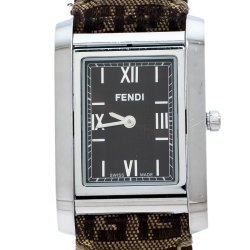  Fendi Brown Stainless Steel Canvas 7600M Women's Wristwatch 27 mm