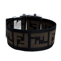 Fendi Cream Stainless Steel Canvas Diamond Zip Code 1120G Women's Wristwatch 46MM