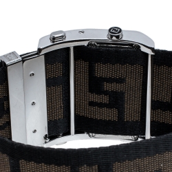 Fendi Cream Stainless Steel Canvas Diamond Zip Code 1120G Women's Wristwatch 46MM