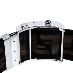 Fendi Cream Stainless Steel Canvas Diamond Zip Code 1120G Women's Wristwatch 46MM