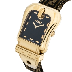 Fendi Black Gold Plated Stainless Steel Canvas B.Fendi 3800G Women's Wristwatch 33 mm
