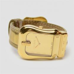 Pre Owned Fendi Gold Nougat Leather B Womens Wristwatch 33 MM