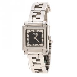 Fendi Black Stainless Steel Quadro Women's Wristwatch 25MM