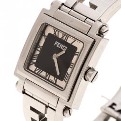 Fendi Black Stainless Steel Quadro Women's Wristwatch 25MM