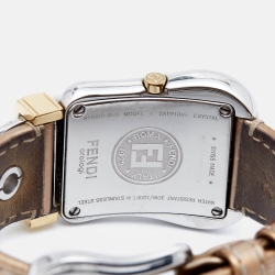 Pre Owned Fendi Mother of Pearl Two Tone Stainless Steel Leather B.Fendi 3800G Women's Wristwatch 33 mm