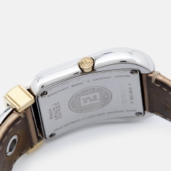 Pre Owned Fendi Mother of Pearl Two Tone Stainless Steel Leather B.Fendi 3800G Women's Wristwatch 33 mm