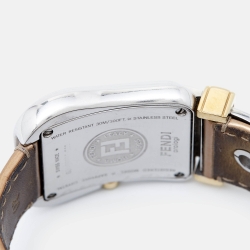 Pre Owned Fendi Mother of Pearl Two Tone Stainless Steel Leather B.Fendi 3800G Women's Wristwatch 33 mm