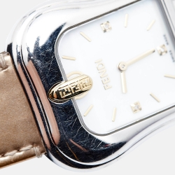 Pre Owned Fendi Mother of Pearl Two Tone Stainless Steel Leather B.Fendi 3800G Women's Wristwatch 33 mm