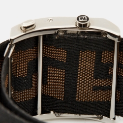 مملوكة مسبقًا Fendi Cream Stainless Steel Canvas Diamond Zip Code 1120G Women's Wristwatch 46 mm