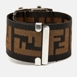 مملوكة مسبقًا Fendi Cream Stainless Steel Canvas Diamond Zip Code 1120G Women's Wristwatch 46 mm