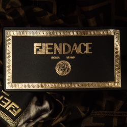 Pre Owned Fendi x Versace Brown Crystals Embellished Monogram Jersey T-Shirt XS