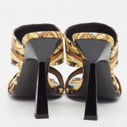 Fendi x Versace Brown/Yellow Baroque Zucca Canvas Medusa Slide Sandals Size 38.5