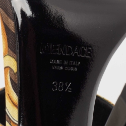Fendi x Versace Brown/Yellow Baroque Zucca Canvas Medusa Slide Sandals Size 38.5