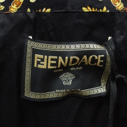 Pre Owned Fendace Multicolor Baroque Print Satin Studded Mini Cocktail Dress S