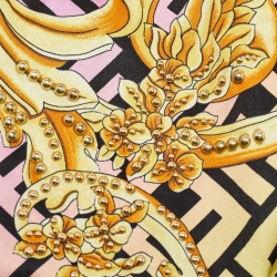 Pre Owned Fendace Multicolor Baroque Print Satin Studded Mini Cocktail Dress S