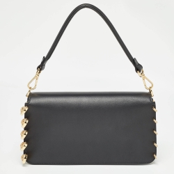 Fendi x Versace Black Leather Fendace Brooch Baguette Bag