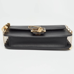 Fendi x Versace Black Leather Fendace Brooch Baguette Bag