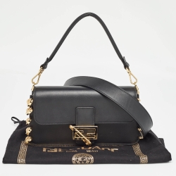 Fendi x Versace Black Leather Fendace Brooch Baguette Bag