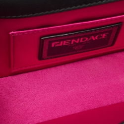 Fendi x Versace Black Leather Fendace Brooch Baguette Bag