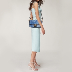 Fendi x Versace Fendace Blue/Black Denim and Leather Fendace Patchwork Baguette Bag