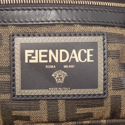 Fendi x Versace Fendace Blue/Black Denim and Leather Fendace Patchwork Baguette Bag