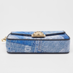 Fendi x Versace Fendace Blue/Black Denim and Leather Fendace Patchwork Baguette Bag