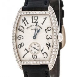 Franck Muller Silver 18K White Gold And Diamonds Cintree Curvex 1750S6D Women's Wristwatch 29 mm 