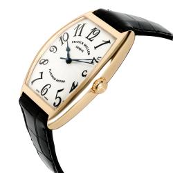 Franck Muller Silver 18K Yellow Gold and Alligator Leather Cintree Curvex 2852 Women's Wristwatch 31MM