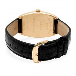 Franck Muller Silver 18K Yellow Gold and Alligator Leather Cintree Curvex 2852 Women's Wristwatch 31MM