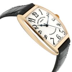 Franck Muller Silver 18K Yellow Gold and Alligator Leather Cintree Curvex 2852 Women's Wristwatch 31MM