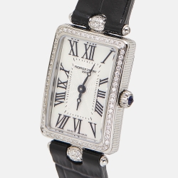 Pre Owned Frederique Constant Mother of Pearl Diamonds Calf Leather Art Déco Carrée FC-200MPW2ACD6 Women's Wristwatch 28 mm × 20.70 mm 