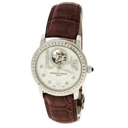 Frederique Constant White Mother of Pearl Stainless Steel Heart Beat Women's Wristwatch 35 mm